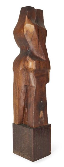 Donated to the Royal Society of Sculptors: Martin Wolverson FRBS FRSA, British b.1939 - Lovers, 1982; wood, H84 x W17.3 x D14.8 (including base) (ARR)
