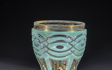 Double-cased foot cup Bohemia, M. 19th century Colourless glass with agatinopal ...