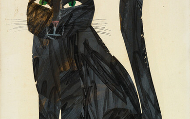 ERIC CARLE. Black Cat. Collage, ink and gouache on board. 305x241 mm; 12x9...