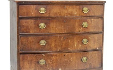 Early 19th century mahogany bowfront chest of four long drawers