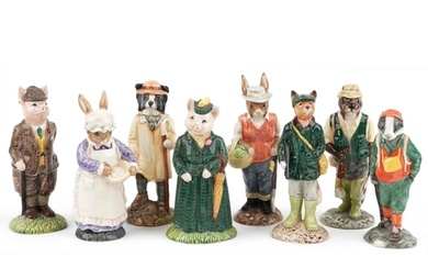 Eight Beswick Country Folk figures including Mrs Rabbit Baki...