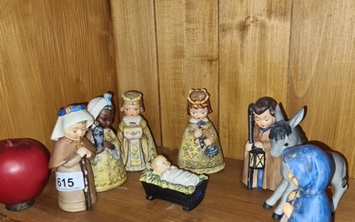 Eight wonderful Goebel ceramic nativity figures including ba...