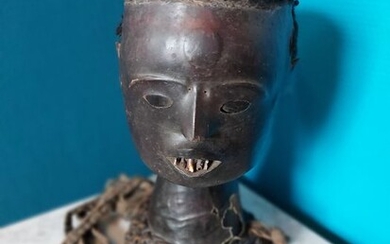Ekoi Crest Mask - Leather, Wood - Ejagham - Nigeria - 31 cm