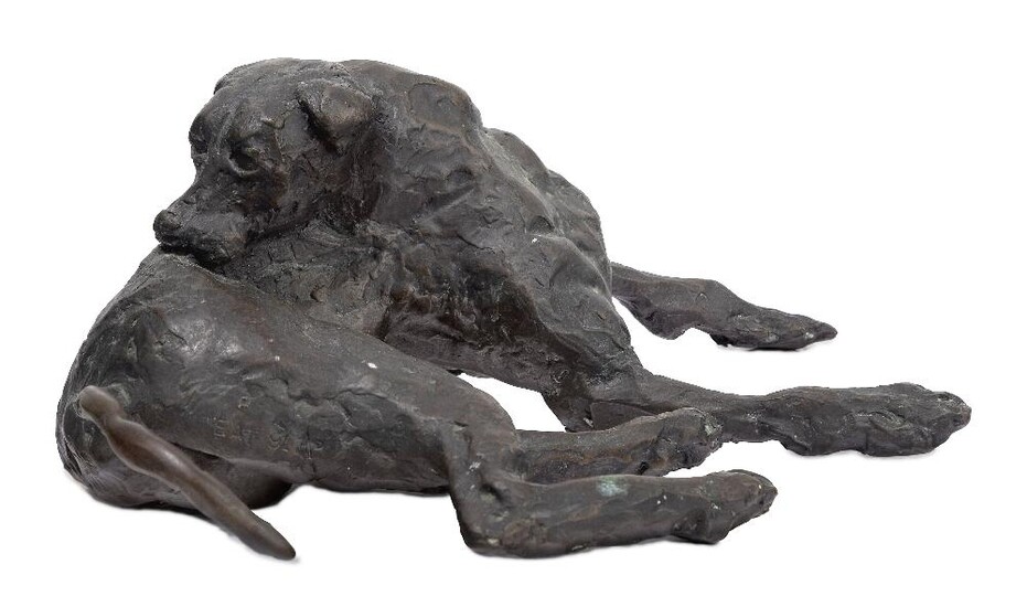 Elizabeth Ann Trott, Bermudan late 20th century - Bad Case of Summer Blues (Dog), 1991; bronze, initialed, dated and numbered 'EAT '91 A/P, H10 x L24 x D16 cm Provenance: purchased from the Artist, May 1994, The Geoffrey and Fay Elliot Collection...