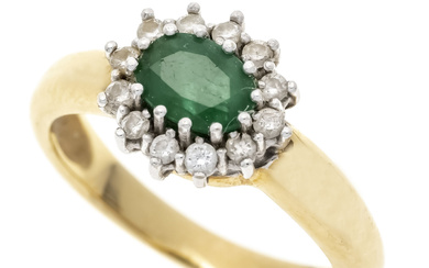 Emerald and brilliant-cut diam