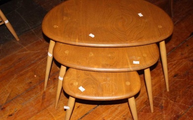 Ercol Blonde pebble coffee table.