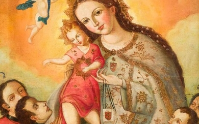 Escuela Colonial S. XVIII. Virgen con Niño