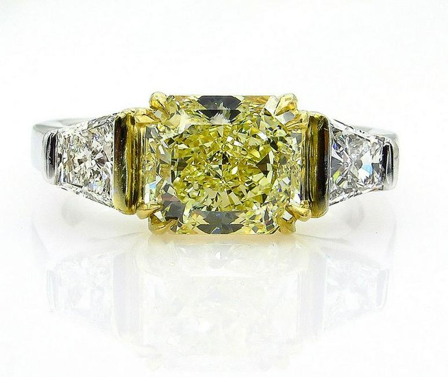 Estate "Canary" GIA 2.83ct Natural Fancy Yellow RADIANT