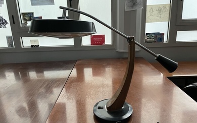 FASE Lampe de Bureau à balancier En bois et métal laqué Circa 1960
