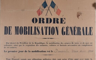 FRANCE Affiche de la mobilisation de 1914... - Lot 15 - De Baecque et Associés