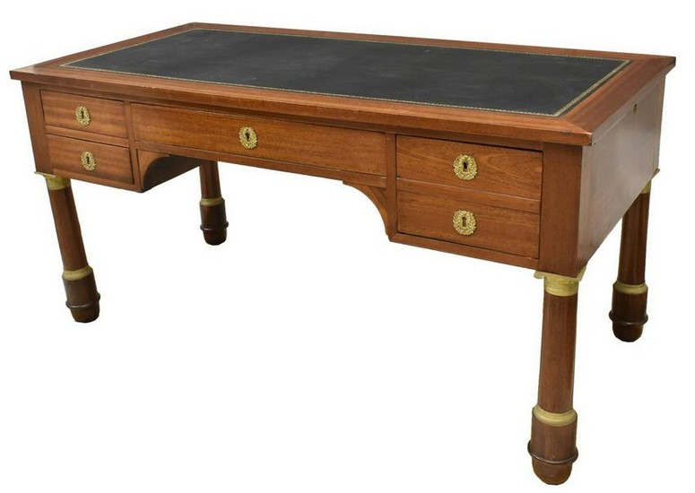 FRENCH EMPIRE STYLE LEATHER-TOP MAHOGANY DESK