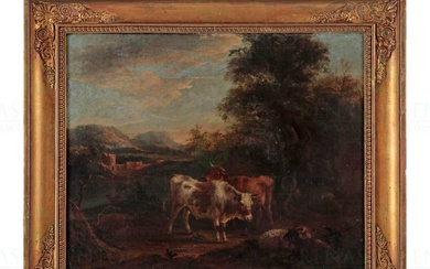 FRENCH SCHOOL (18TH CENTURY), LANDSCAPE WITH SHEPHERD AND CATTLE