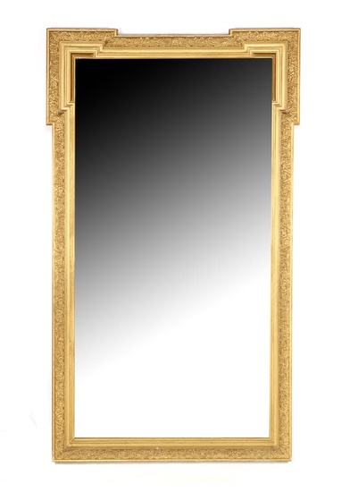 (-), Facetgeslepen spiegel in rijkbewerkte goudkleurige lijst, 176x103...