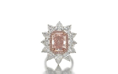 Fancy Brownish Orangy Pink Diamond, Colored Diamond and Diamond Ring