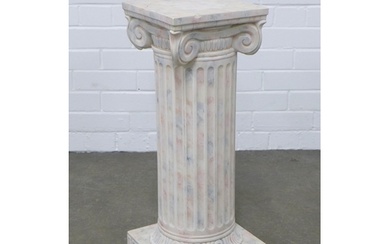Faux marble corinthian column pedestal stand, 27 x 64cm.