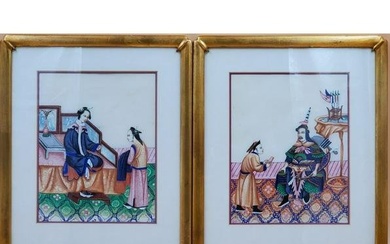 Fine Pair of Chinese Export Pith Paintings