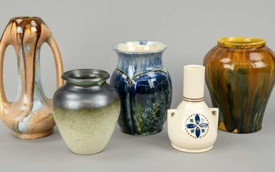 Five Art Nouveau vases, 1920-3