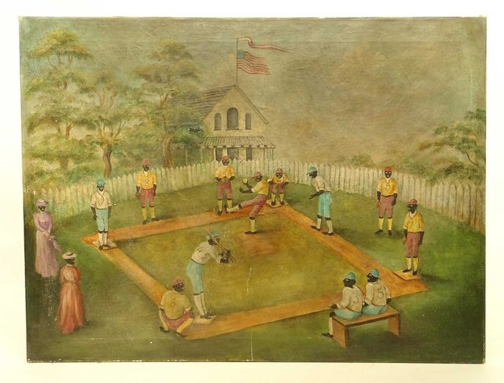 Folk Art Painting, Baseball Subject