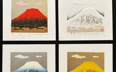 "Four Seasons Fuji" - Set of four woodblock prints - Limited edition, signed & numbered! - 2016 - Kunio Kaneko (b 1949) - Japan