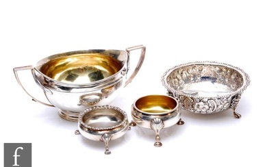 Four items of hallmarked silver to include a sugar basin, a ...