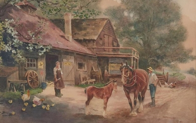 Frank English Watercolor on Paper, Rural Scene w/
