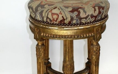 French Louis XVI giltwood piano stool