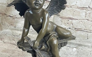 French Renaissance Cherub Putti Spelter Bronze Figurine