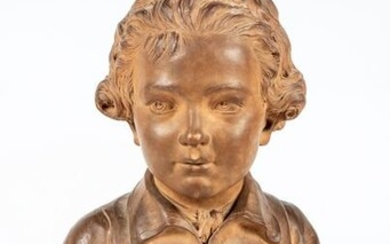 French Terracotta Bust Signed A. (Augustin) Pajou