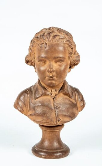 French Terracotta Bust Signed A. (Augustin) Pajou