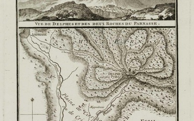 G. DELAHAYE (1725-1802), Topograph. Map of Delphi, 1787, Copper engraving
