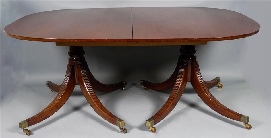 GEORGE III STYLE TWO PEDESTAL DINING TABLE