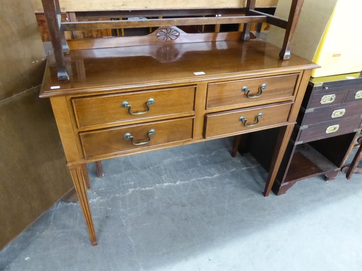 GEORGIAN STYLE MAHOGANY SIDE TABLE WITH FOUR SHORT DRAWERS W...