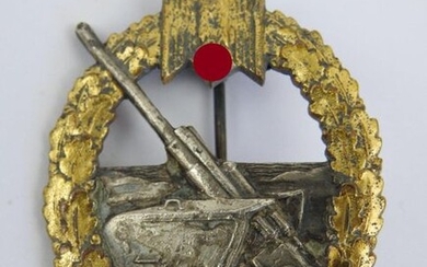 GERMANY. Coastal artillery badge, unmarked but with gold...