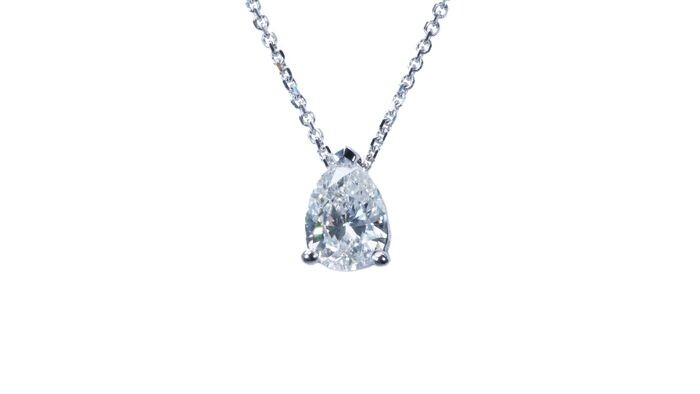 GIA Certificate - 18 kt. White gold - Necklace with pendant - 0.70 ct Diamond
