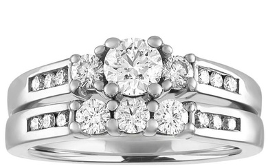 GIA Certified 0.40 Carat Diamond Gold Engagement Band Set