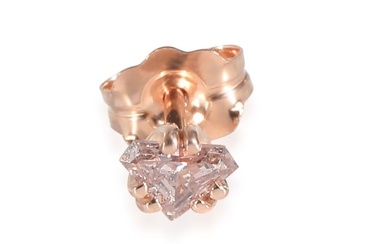 GIA Certified Trilliant Fancy Pink Single Diamond Stud 14K Rose Gold I1 0.11 CT