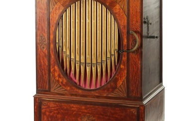 George 3rd mahogany cased Barrell Organ with interchangeable cylinders.