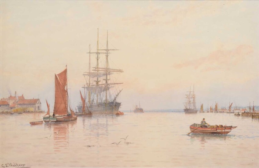 George Stanfield Walters (British 1838-1924) Maritime scene