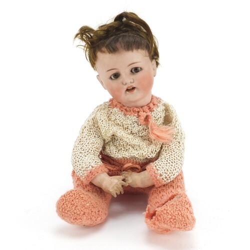 German bebe elite bisque head doll, probably by Max Handwerk...
