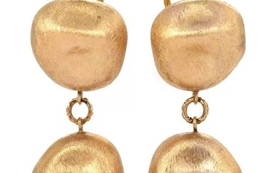 Giordana Castellan Italian 14K Yellow Gold Beaded Textured Drop Earrings