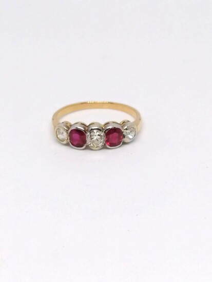 Gold and Ruby "Riviere" Ring