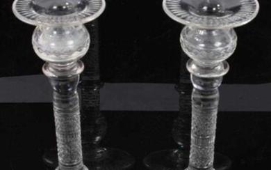 Good pair of Victorian cut glass candlesticks, 30.5cm height