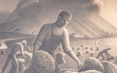 Grant Wood APPROACHING STORM Lithograph
