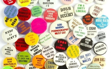 Group of 60 Humorous Social Statement Buttons