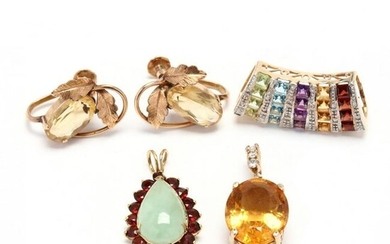 Group of Gold and Gem-Set Jewelry Items
