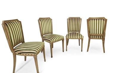 Group of four Italian Design painted side chairs 20th...