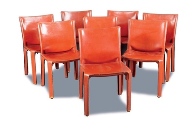 Gruppo di otto sedie modello Cab 412, designer Mario Bellini per Cassina