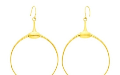 Gucci Pair of Gold Hoop Pendant-Earrings