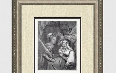 Gustave Dore Sleeping Beauty IV 1880 Woodcut Signed