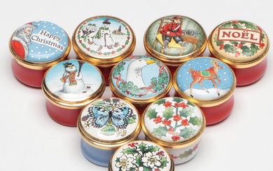 Halcyon Days Butterfly and Christmas Themed Enameled Boxes